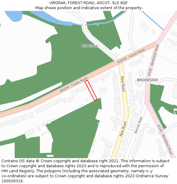 VIRGINIA, FOREST ROAD, ASCOT, SL5 8QF: Location map and indicative extent of plot