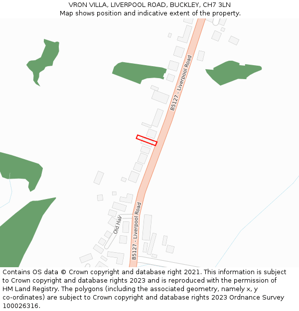 VRON VILLA, LIVERPOOL ROAD, BUCKLEY, CH7 3LN: Location map and indicative extent of plot