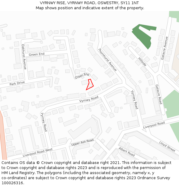 VYRNWY RISE, VYRNWY ROAD, OSWESTRY, SY11 1NT: Location map and indicative extent of plot