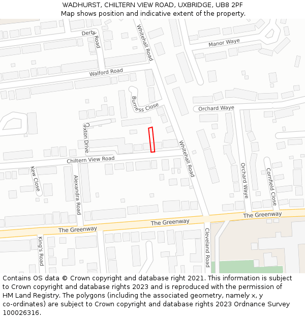 WADHURST, CHILTERN VIEW ROAD, UXBRIDGE, UB8 2PF: Location map and indicative extent of plot