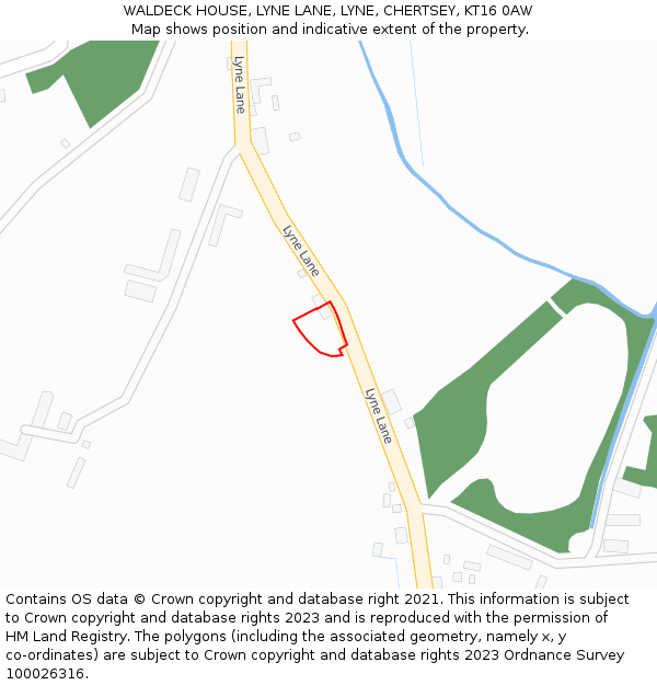 WALDECK HOUSE, LYNE LANE, LYNE, CHERTSEY, KT16 0AW: Location map and indicative extent of plot