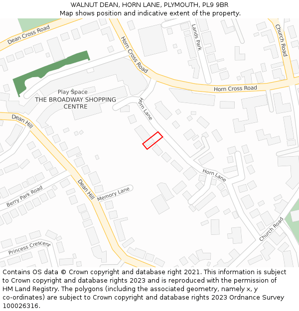 WALNUT DEAN, HORN LANE, PLYMOUTH, PL9 9BR: Location map and indicative extent of plot