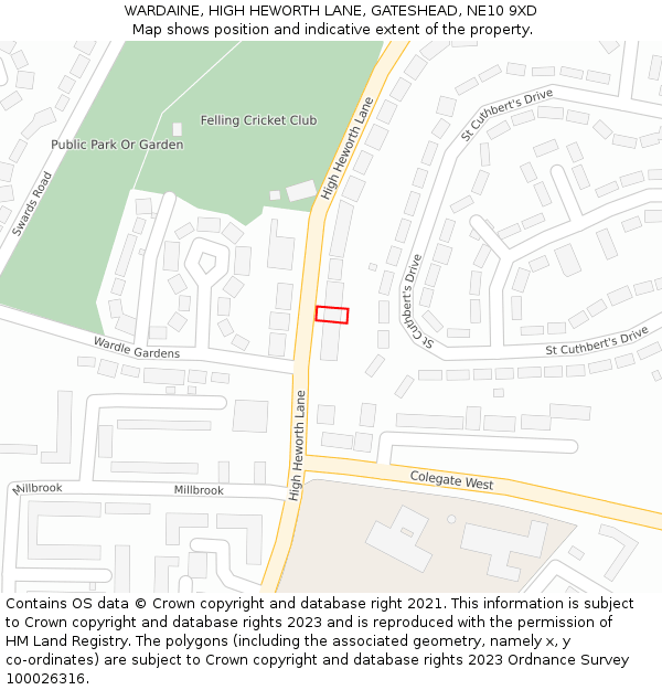 WARDAINE, HIGH HEWORTH LANE, GATESHEAD, NE10 9XD: Location map and indicative extent of plot