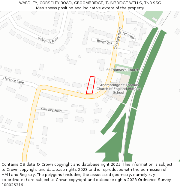 WARDLEY, CORSELEY ROAD, GROOMBRIDGE, TUNBRIDGE WELLS, TN3 9SG: Location map and indicative extent of plot