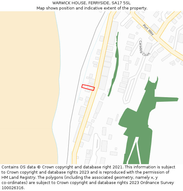 WARWICK HOUSE, FERRYSIDE, SA17 5SL: Location map and indicative extent of plot