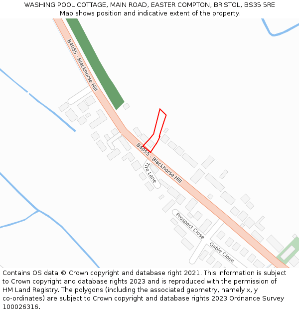 WASHING POOL COTTAGE, MAIN ROAD, EASTER COMPTON, BRISTOL, BS35 5RE: Location map and indicative extent of plot