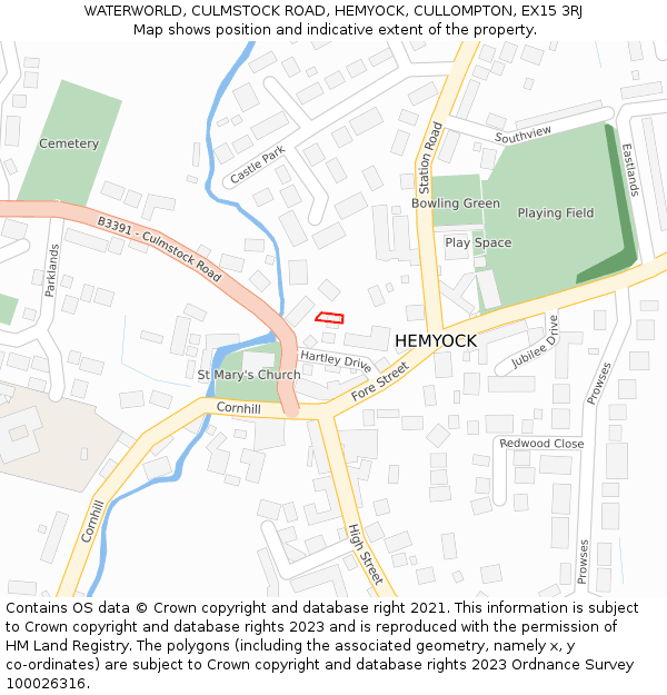 WATERWORLD, CULMSTOCK ROAD, HEMYOCK, CULLOMPTON, EX15 3RJ: Location map and indicative extent of plot