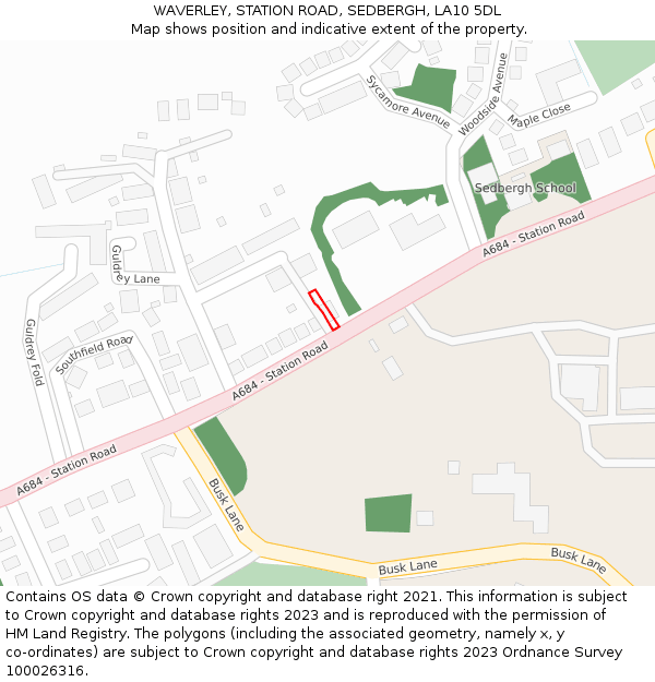 WAVERLEY, STATION ROAD, SEDBERGH, LA10 5DL: Location map and indicative extent of plot