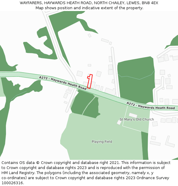 WAYFARERS, HAYWARDS HEATH ROAD, NORTH CHAILEY, LEWES, BN8 4EX: Location map and indicative extent of plot