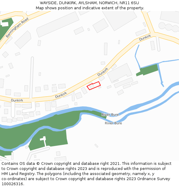 WAYSIDE, DUNKIRK, AYLSHAM, NORWICH, NR11 6SU: Location map and indicative extent of plot