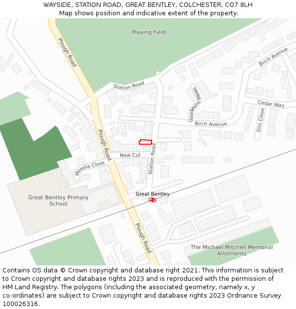 WAYSIDE, STATION ROAD, GREAT BENTLEY, COLCHESTER, CO7 8LH: Location map and indicative extent of plot