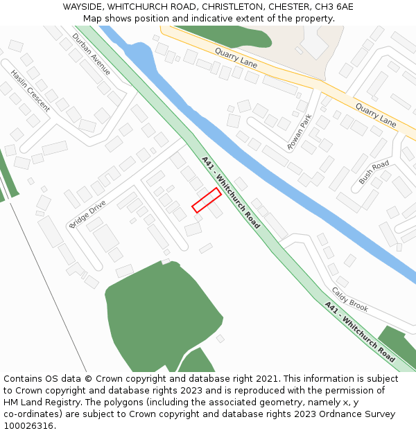 WAYSIDE, WHITCHURCH ROAD, CHRISTLETON, CHESTER, CH3 6AE: Location map and indicative extent of plot