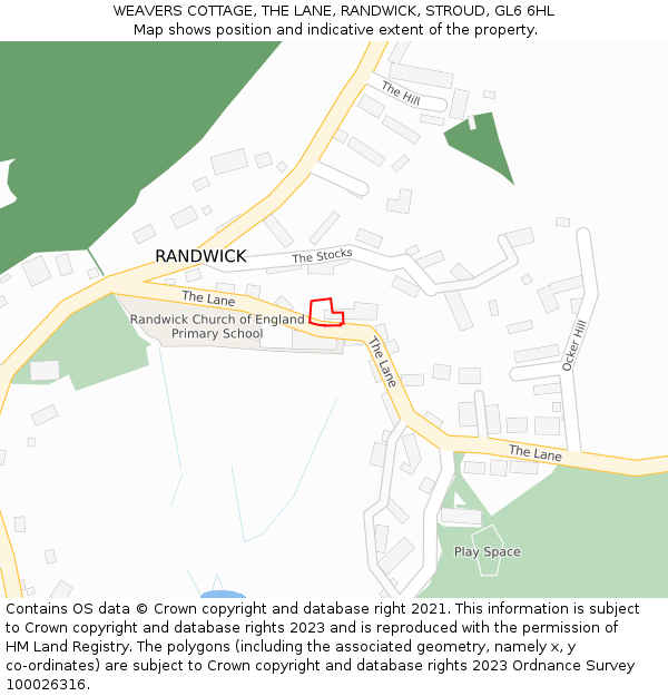 WEAVERS COTTAGE, THE LANE, RANDWICK, STROUD, GL6 6HL: Location map and indicative extent of plot