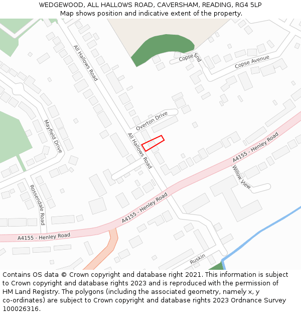 WEDGEWOOD, ALL HALLOWS ROAD, CAVERSHAM, READING, RG4 5LP: Location map and indicative extent of plot