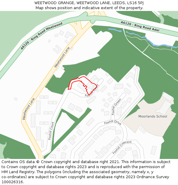 WEETWOOD GRANGE, WEETWOOD LANE, LEEDS, LS16 5PJ: Location map and indicative extent of plot