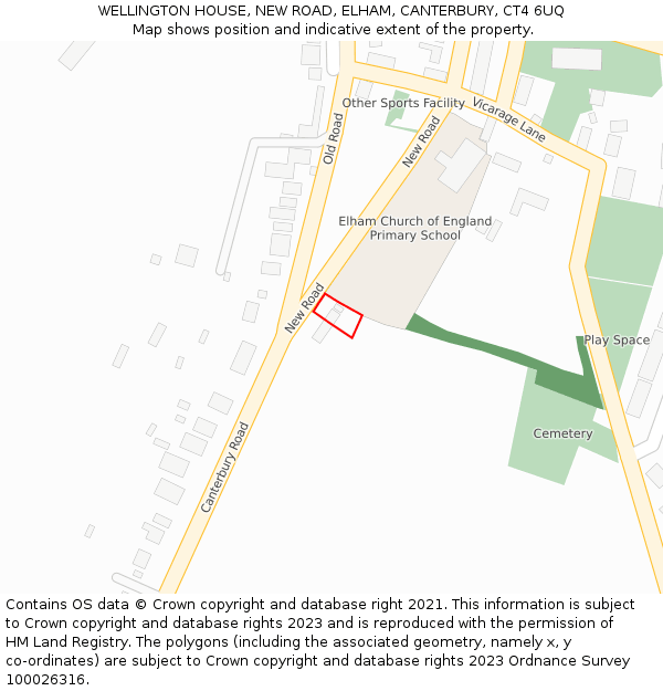 WELLINGTON HOUSE, NEW ROAD, ELHAM, CANTERBURY, CT4 6UQ: Location map and indicative extent of plot