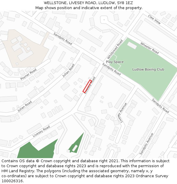 WELLSTONE, LIVESEY ROAD, LUDLOW, SY8 1EZ: Location map and indicative extent of plot