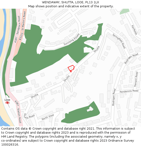 WENDAWAY, SHUTTA, LOOE, PL13 1LX: Location map and indicative extent of plot