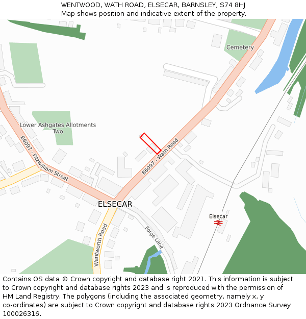 WENTWOOD, WATH ROAD, ELSECAR, BARNSLEY, S74 8HJ: Location map and indicative extent of plot