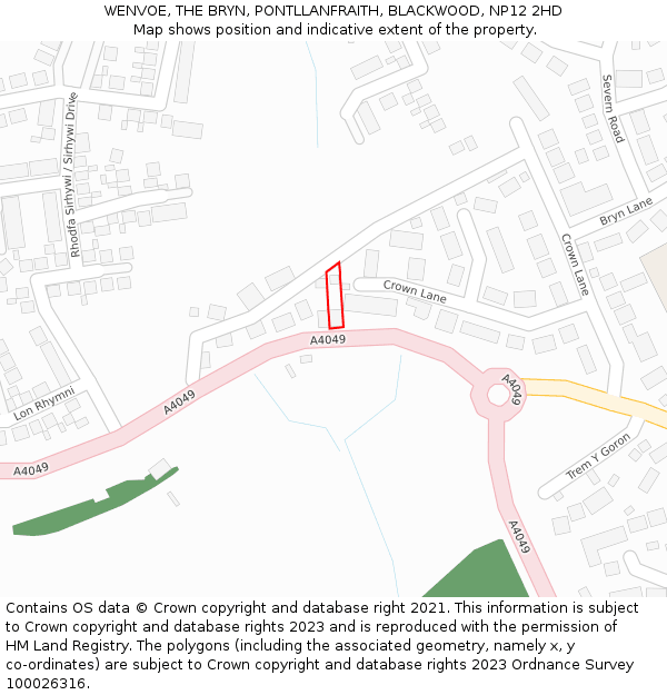 WENVOE, THE BRYN, PONTLLANFRAITH, BLACKWOOD, NP12 2HD: Location map and indicative extent of plot