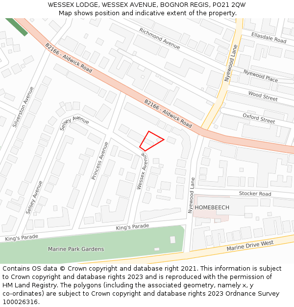 WESSEX LODGE, WESSEX AVENUE, BOGNOR REGIS, PO21 2QW: Location map and indicative extent of plot