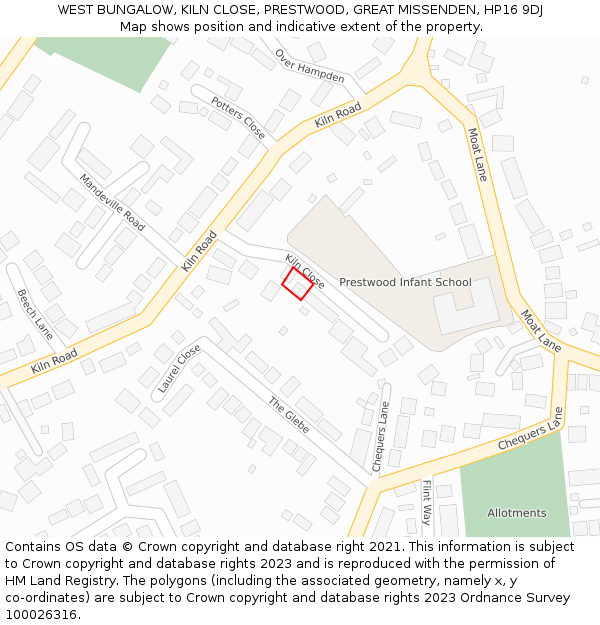 WEST BUNGALOW, KILN CLOSE, PRESTWOOD, GREAT MISSENDEN, HP16 9DJ: Location map and indicative extent of plot