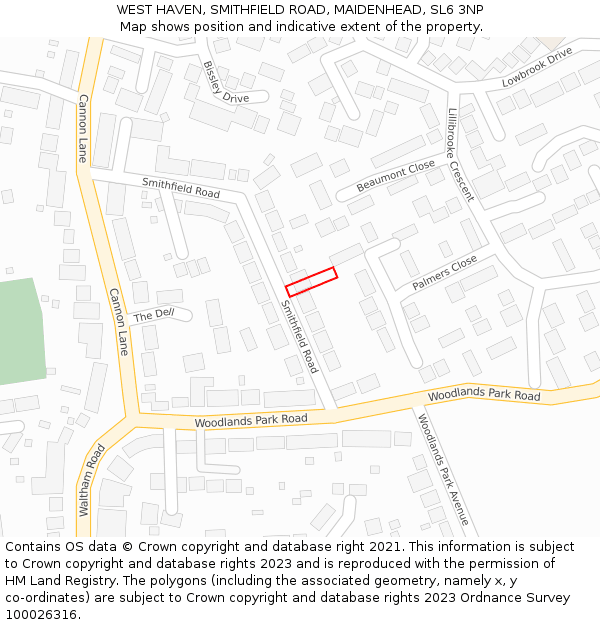 WEST HAVEN, SMITHFIELD ROAD, MAIDENHEAD, SL6 3NP: Location map and indicative extent of plot