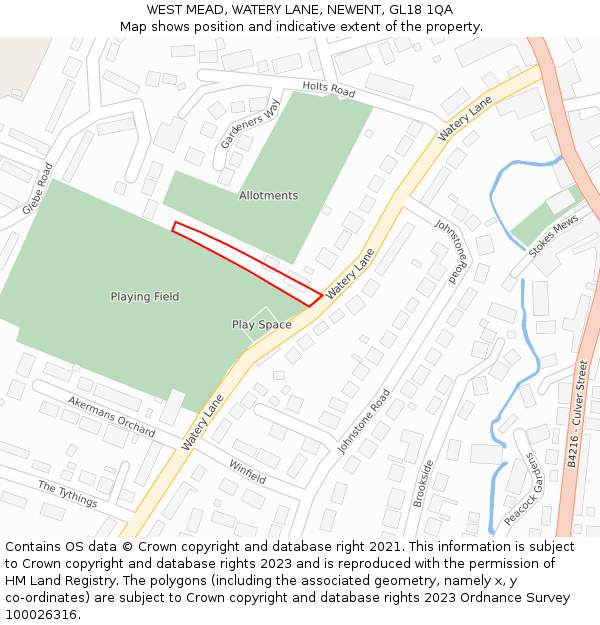 WEST MEAD, WATERY LANE, NEWENT, GL18 1QA: Location map and indicative extent of plot