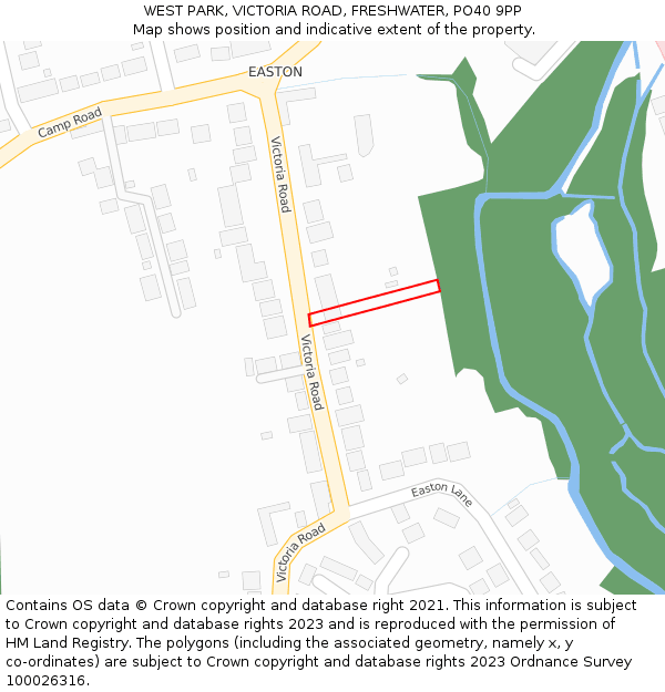 WEST PARK, VICTORIA ROAD, FRESHWATER, PO40 9PP: Location map and indicative extent of plot