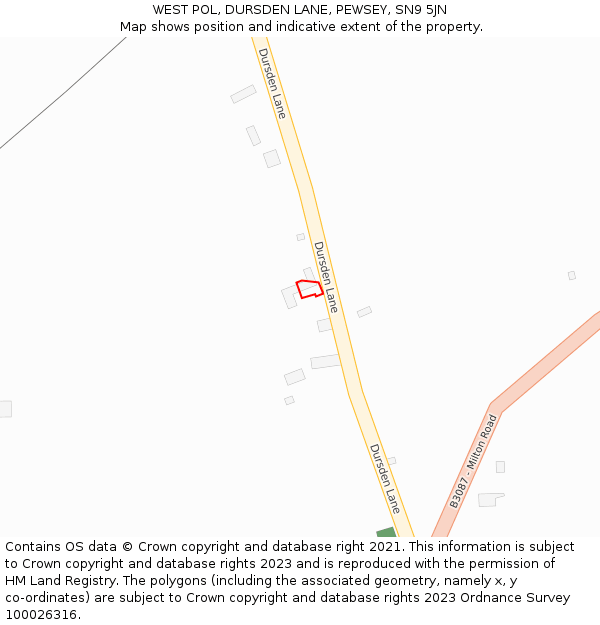 WEST POL, DURSDEN LANE, PEWSEY, SN9 5JN: Location map and indicative extent of plot