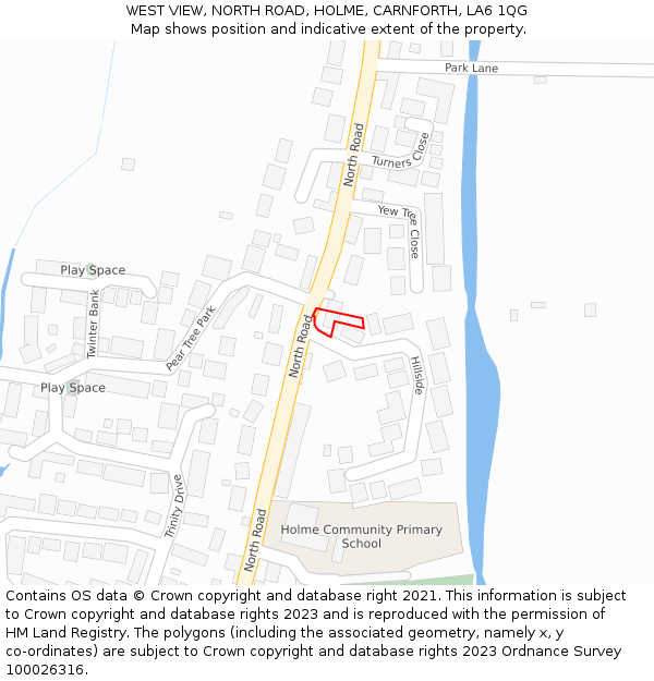 WEST VIEW, NORTH ROAD, HOLME, CARNFORTH, LA6 1QG: Location map and indicative extent of plot