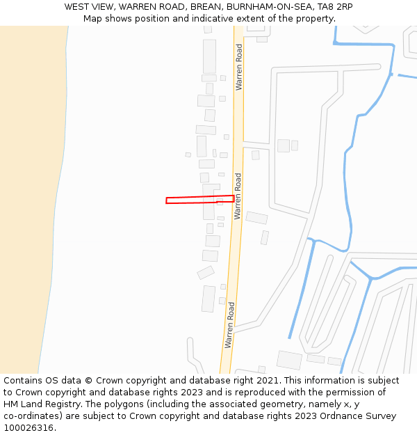 WEST VIEW, WARREN ROAD, BREAN, BURNHAM-ON-SEA, TA8 2RP: Location map and indicative extent of plot