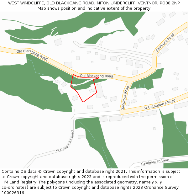 WEST WINDCLIFFE, OLD BLACKGANG ROAD, NITON UNDERCLIFF, VENTNOR, PO38 2NP: Location map and indicative extent of plot