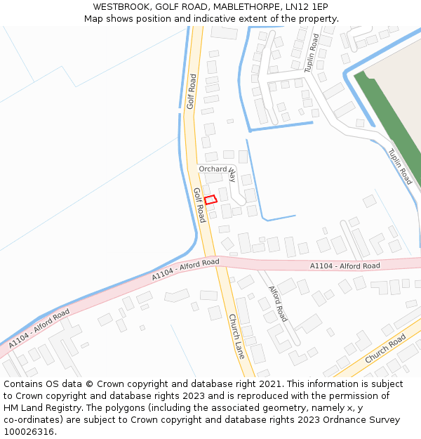 WESTBROOK, GOLF ROAD, MABLETHORPE, LN12 1EP: Location map and indicative extent of plot
