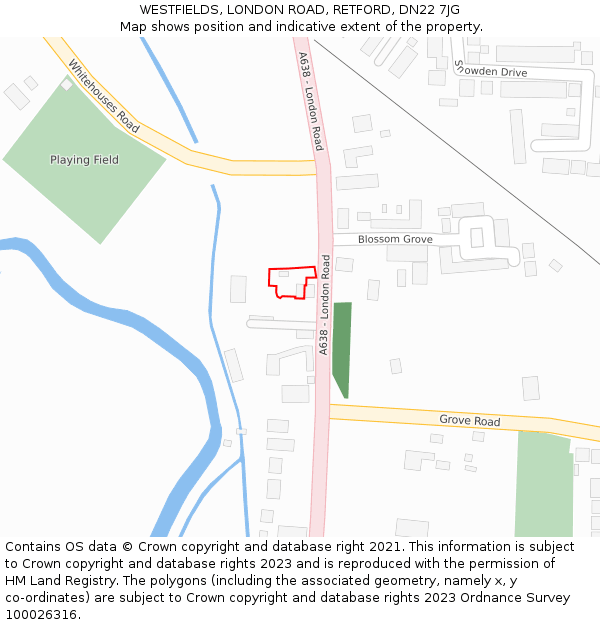 WESTFIELDS, LONDON ROAD, RETFORD, DN22 7JG: Location map and indicative extent of plot