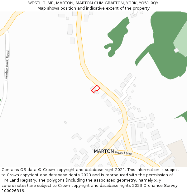 WESTHOLME, MARTON, MARTON CUM GRAFTON, YORK, YO51 9QY: Location map and indicative extent of plot