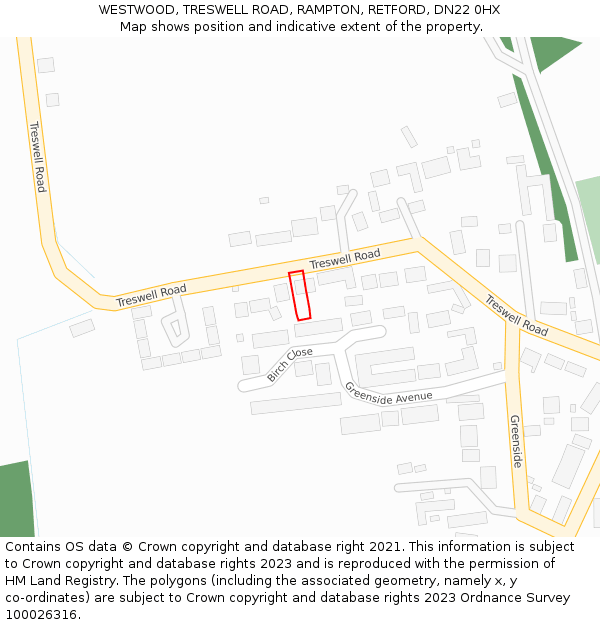 WESTWOOD, TRESWELL ROAD, RAMPTON, RETFORD, DN22 0HX: Location map and indicative extent of plot