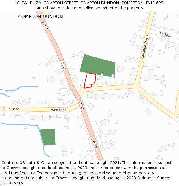 WHEAL ELIZA, COMPTON STREET, COMPTON DUNDON, SOMERTON, TA11 6PS: Location map and indicative extent of plot