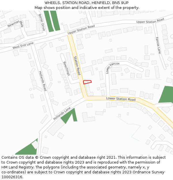 WHEELS, STATION ROAD, HENFIELD, BN5 9UP: Location map and indicative extent of plot