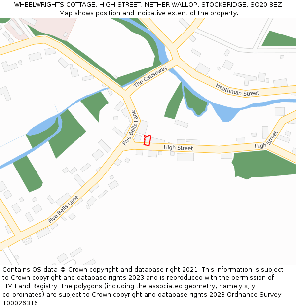 WHEELWRIGHTS COTTAGE, HIGH STREET, NETHER WALLOP, STOCKBRIDGE, SO20 8EZ: Location map and indicative extent of plot