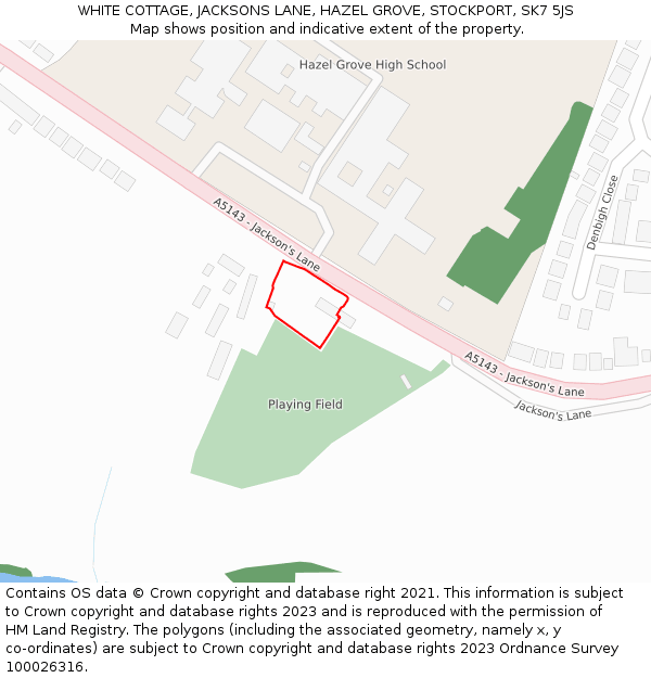 WHITE COTTAGE, JACKSONS LANE, HAZEL GROVE, STOCKPORT, SK7 5JS: Location map and indicative extent of plot