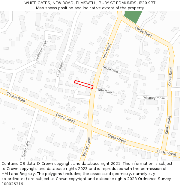 WHITE GATES, NEW ROAD, ELMSWELL, BURY ST EDMUNDS, IP30 9BT: Location map and indicative extent of plot