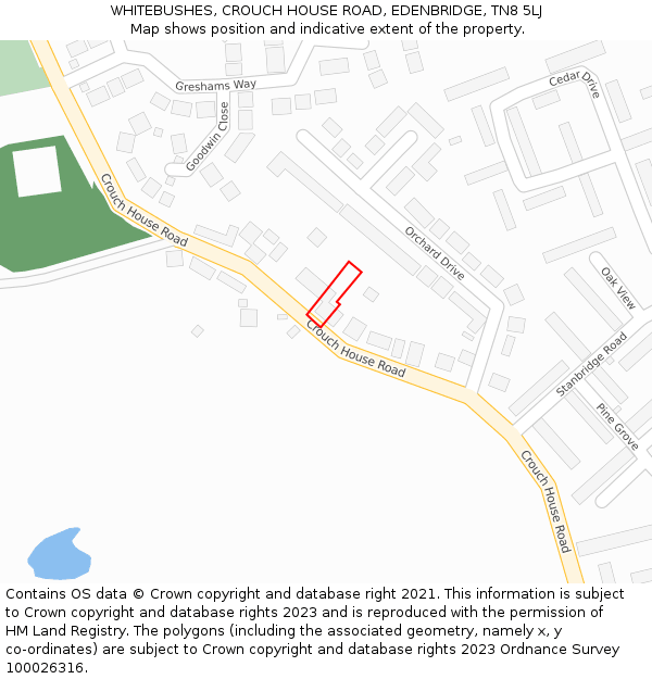 WHITEBUSHES, CROUCH HOUSE ROAD, EDENBRIDGE, TN8 5LJ: Location map and indicative extent of plot