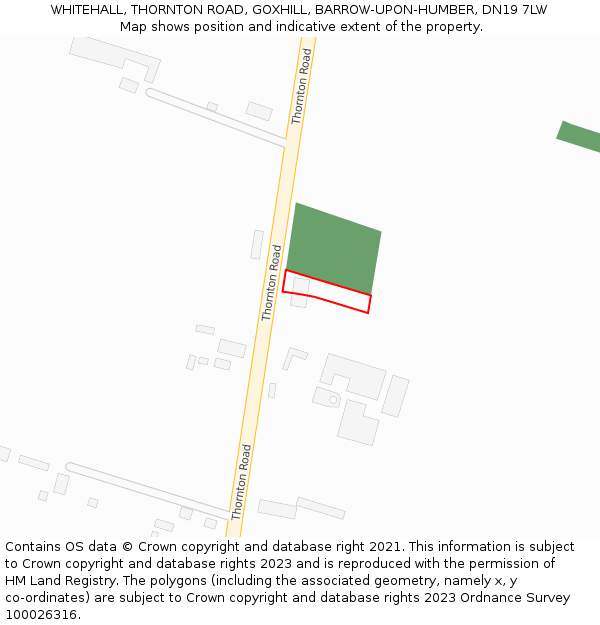 WHITEHALL, THORNTON ROAD, GOXHILL, BARROW-UPON-HUMBER, DN19 7LW: Location map and indicative extent of plot