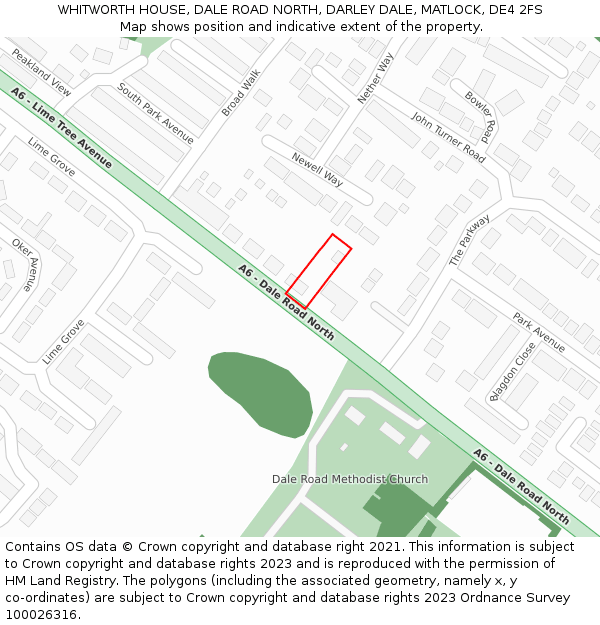 WHITWORTH HOUSE, DALE ROAD NORTH, DARLEY DALE, MATLOCK, DE4 2FS: Location map and indicative extent of plot