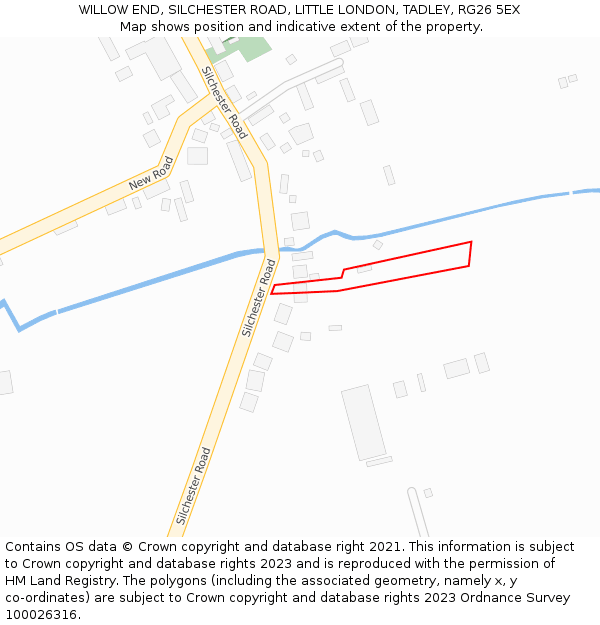 WILLOW END, SILCHESTER ROAD, LITTLE LONDON, TADLEY, RG26 5EX: Location map and indicative extent of plot