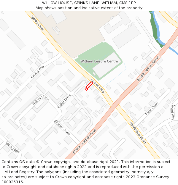 WILLOW HOUSE, SPINKS LANE, WITHAM, CM8 1EP: Location map and indicative extent of plot