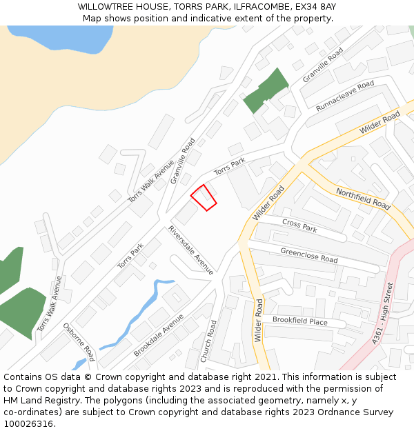 WILLOWTREE HOUSE, TORRS PARK, ILFRACOMBE, EX34 8AY: Location map and indicative extent of plot