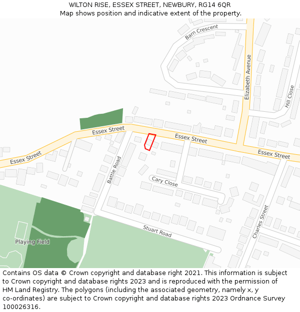 WILTON RISE, ESSEX STREET, NEWBURY, RG14 6QR: Location map and indicative extent of plot