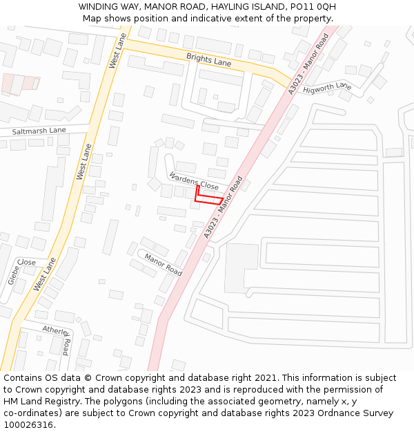 WINDING WAY, MANOR ROAD, HAYLING ISLAND, PO11 0QH: Location map and indicative extent of plot
